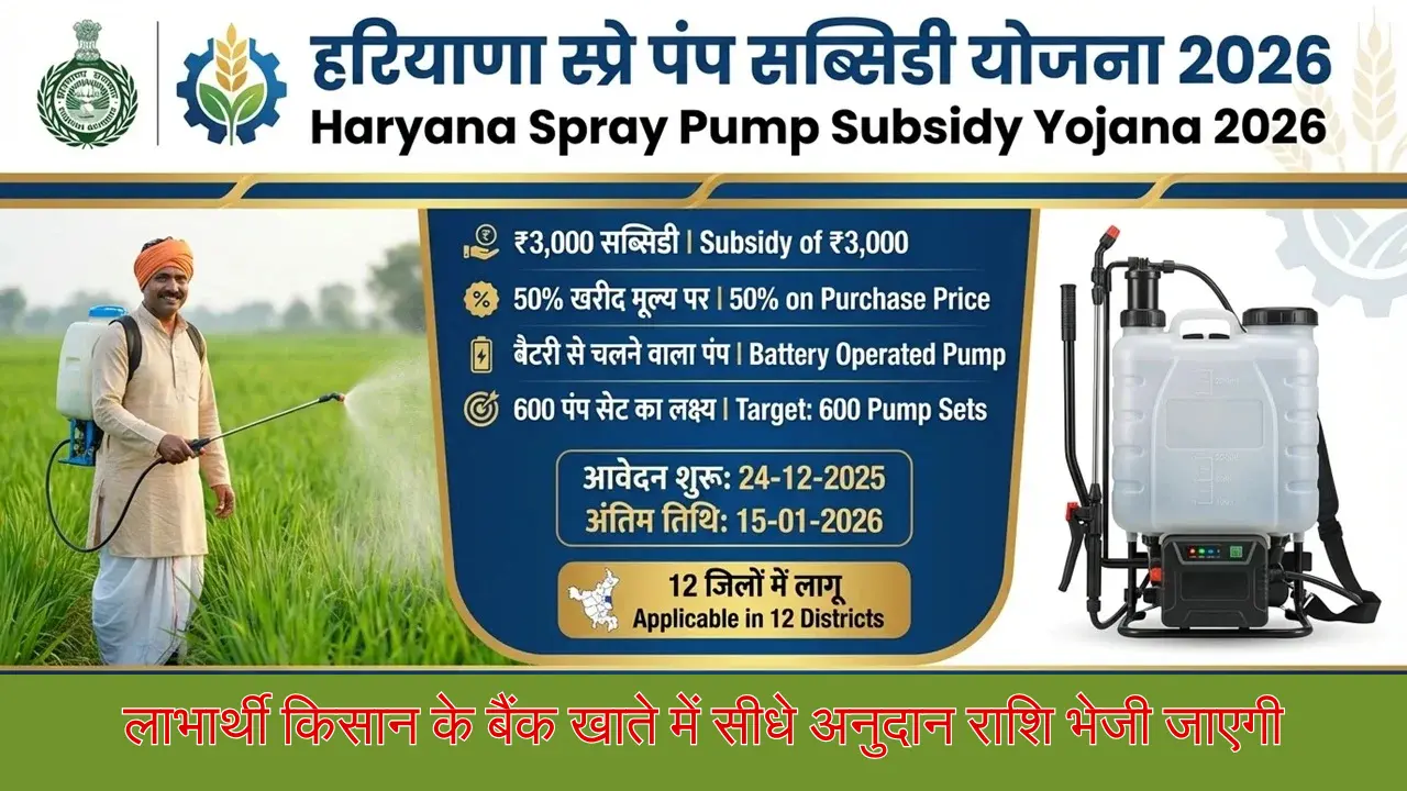 Haryana Spray Pump Subsidy Apply Online