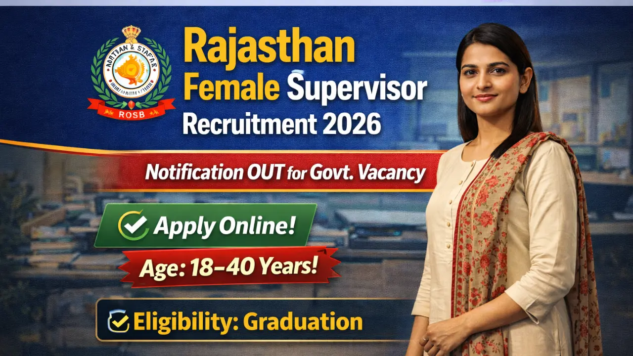 RSSB Rajasthan Female Supervisor Recruitment 2026