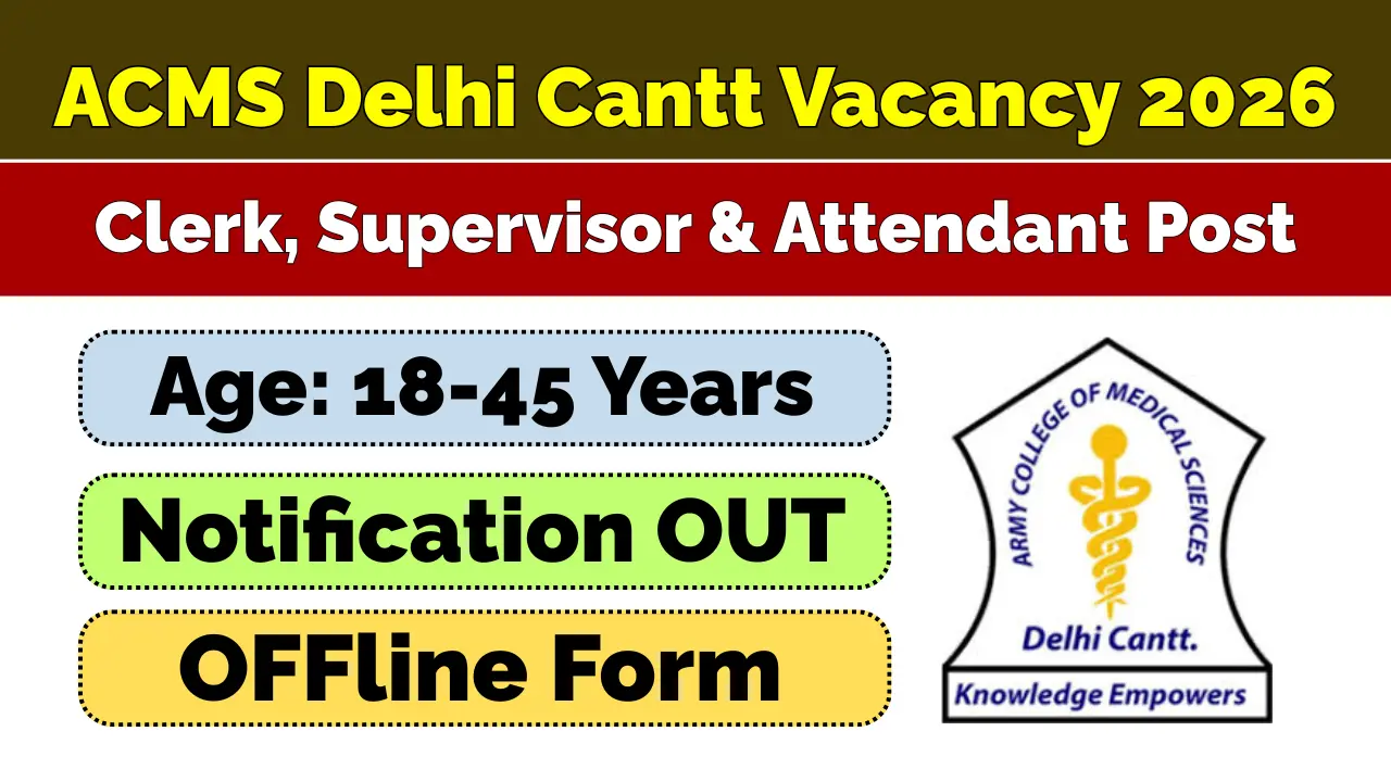 ACMS Delhi Cantt Vacancy 2026