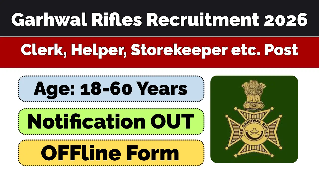 Garhwal Rifles Regimental Centre Lansdowne Recruitment 2026