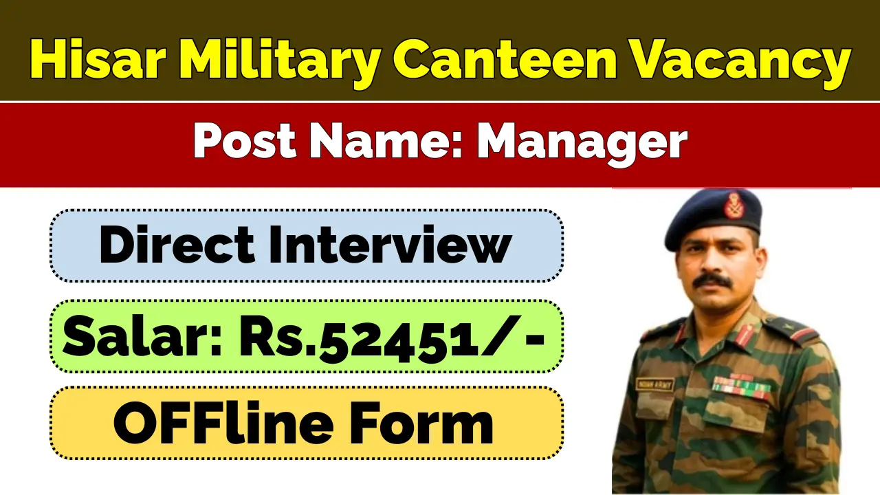 Hisar Military Canteen Vacancy
