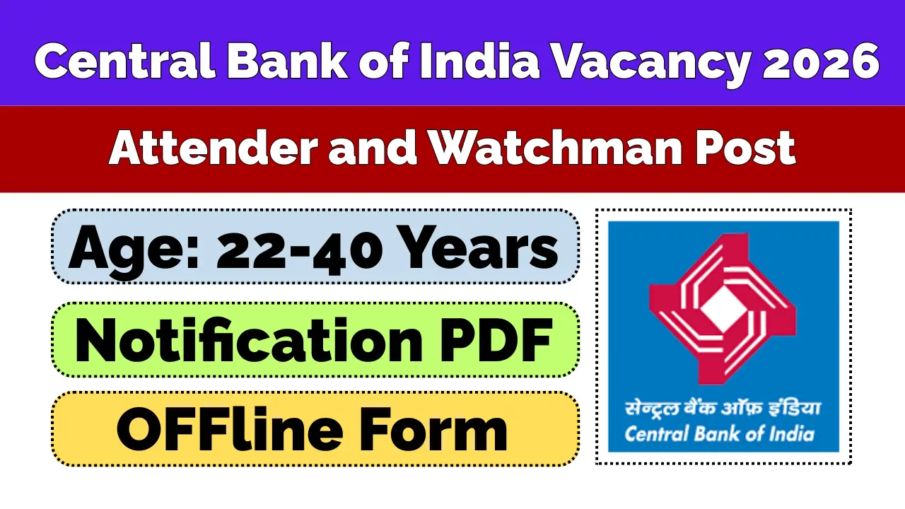 Central Bank Attender and Watchman Vacancy 2026