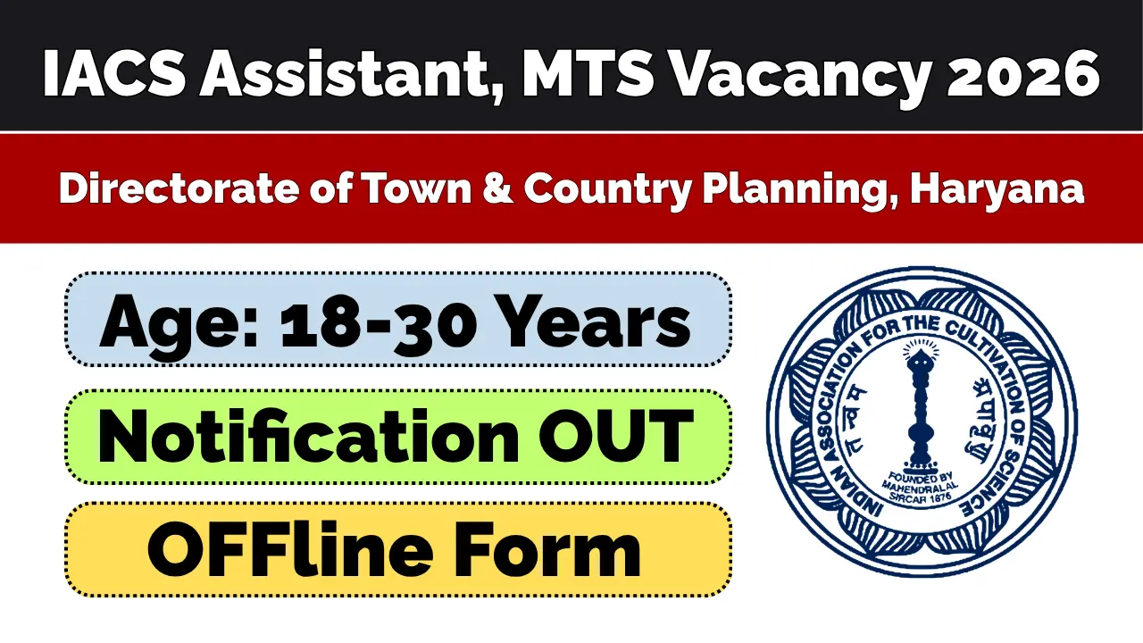 IACS Assistant MTS Vacancy
