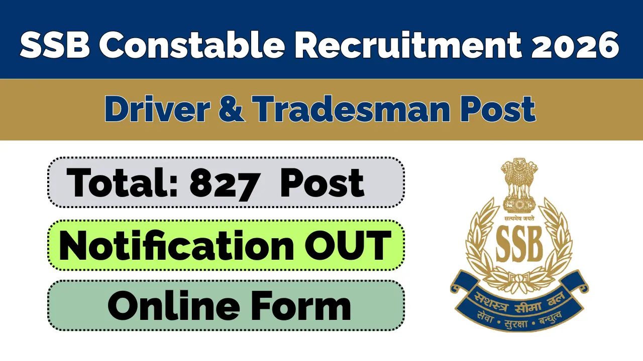 SSB Constable Tradesman & Driver Recruitment 2026