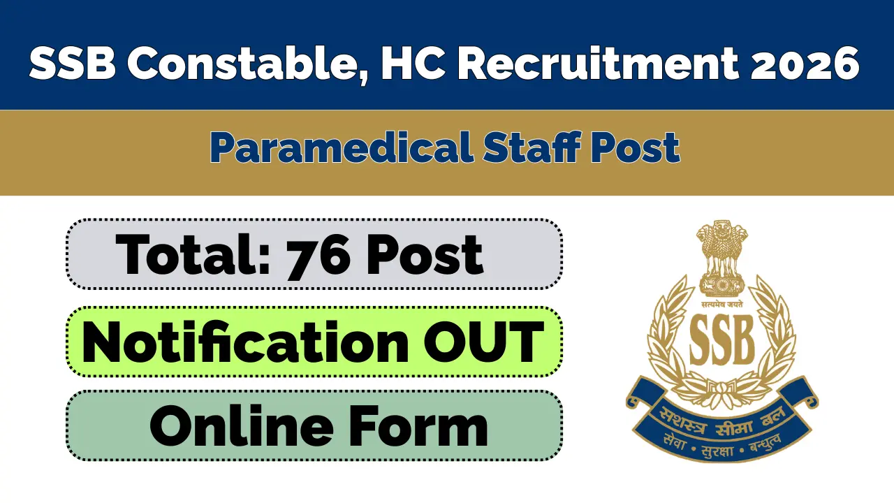 SSB Paramedical Staff Recruitment 2026