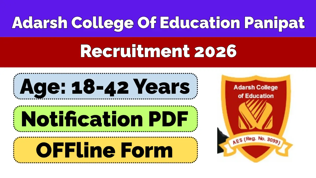 Adarsh College Of Education Panipat Recruitment 2026