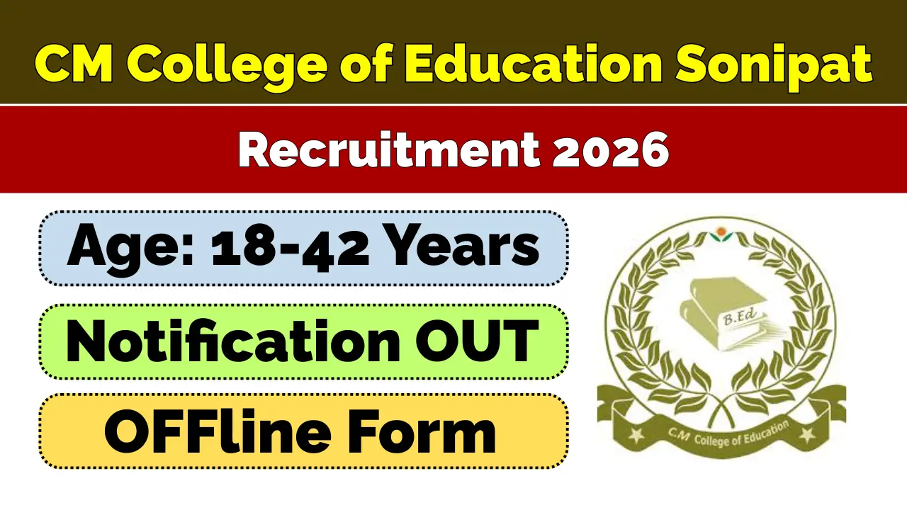 CM College of Education Sonipat Vacancy 2026