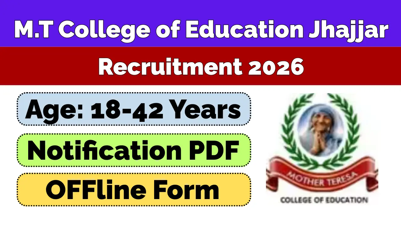 M.T College of Education Jhajjar Vacancy 2026