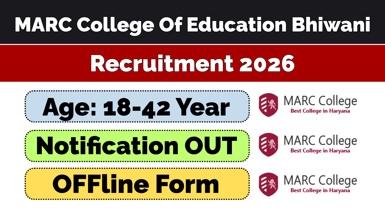 MARC College Of Education Bhiwani Recruitment 2026