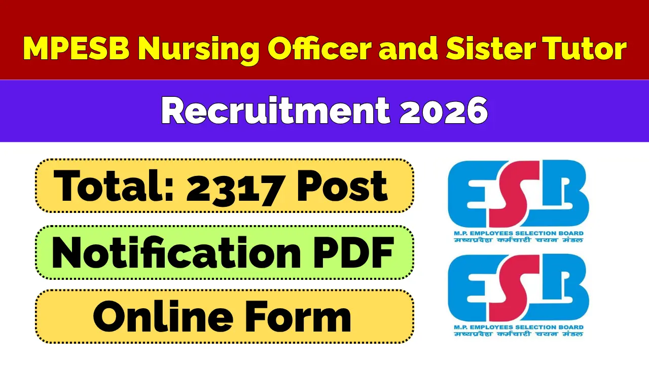 MPESB Nursing Officer and Sister Tutor Recruitment 2026