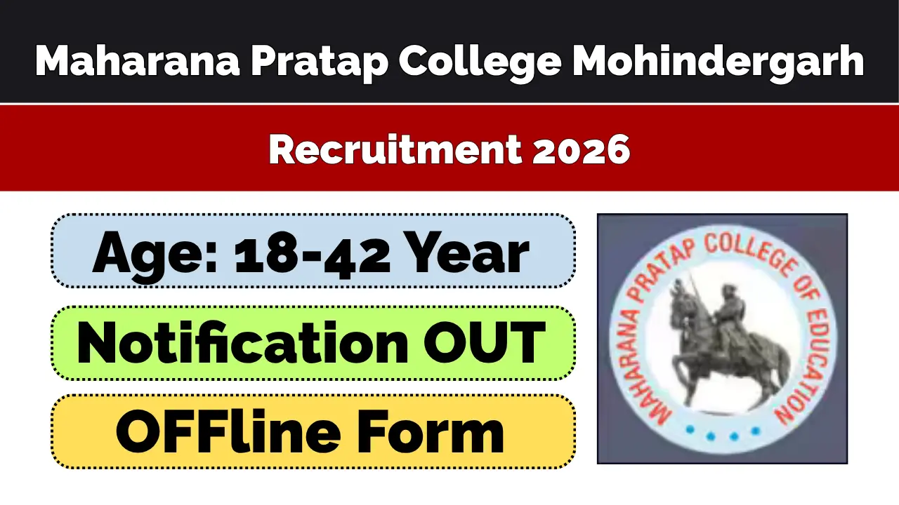 Maharana Pratap College Mohindergarh Recruitment 2026