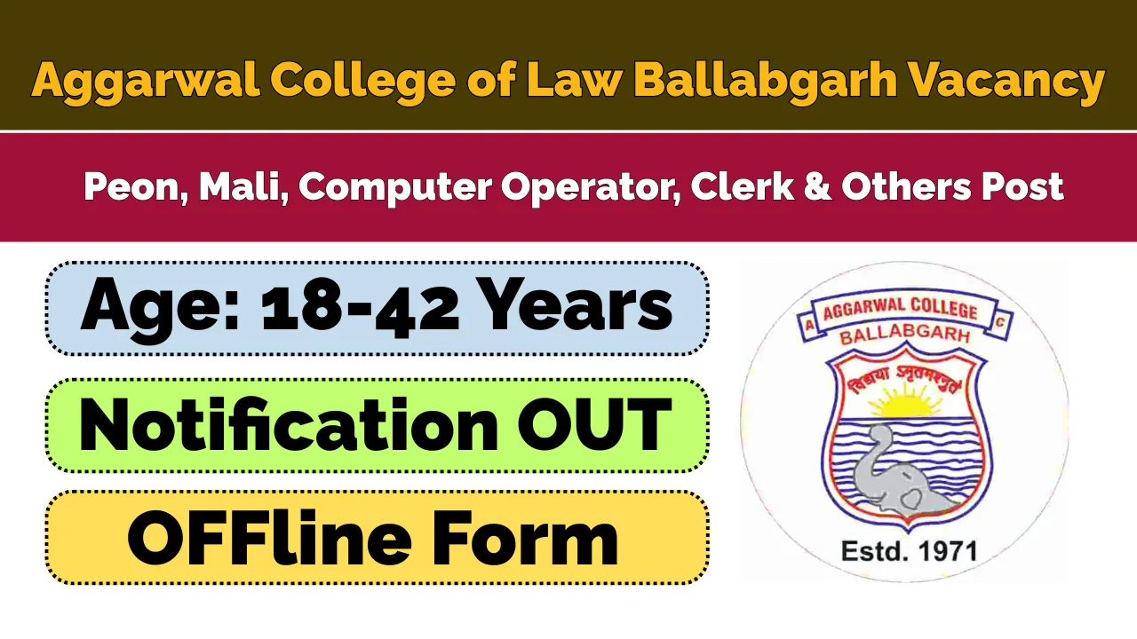 Aggarwal College of Law (Women) Ballabgarh Vacancy 2026