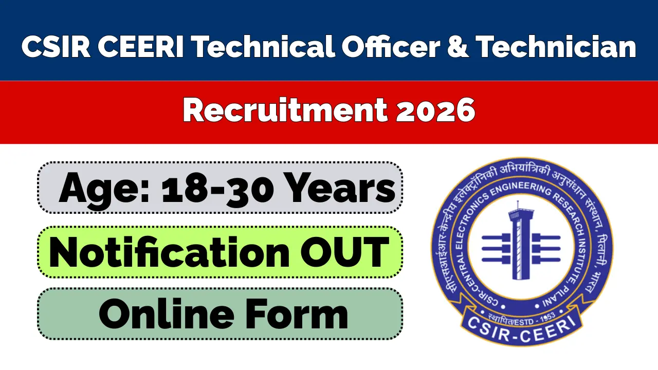 CSIR CEERI Technical Officer & Technician Recruitment 2026