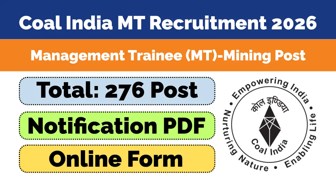 Coal India MT Mining Recruitment 2026