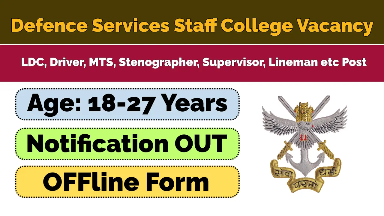 Defence Services Staff College DSSC Recruitment 2026