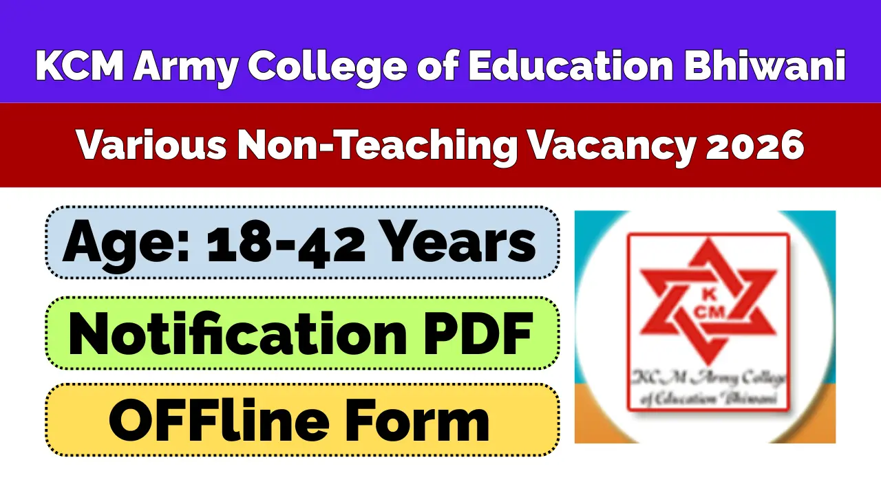 KCM Army College of Education Bhiwani Recruitment 2026