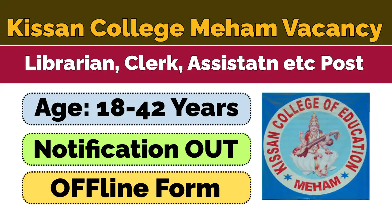 Kissan College Meham Vacancy 2026