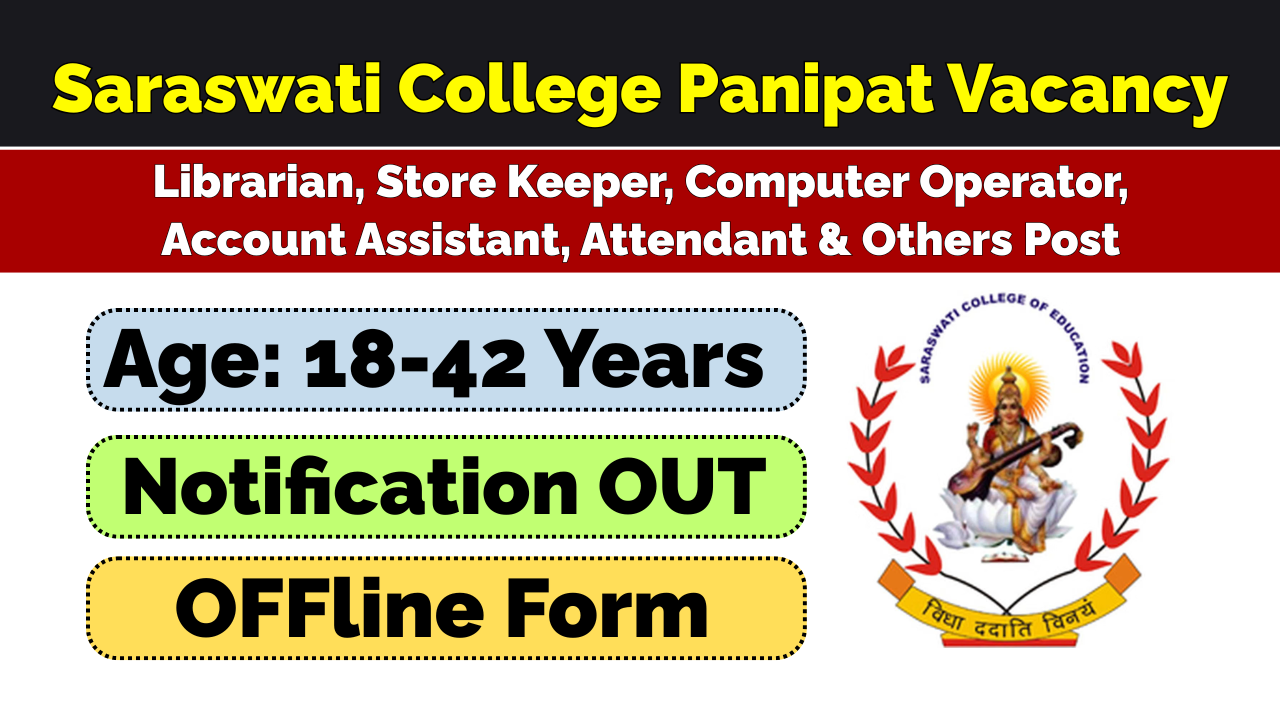 Saraswati College Panipat Vacancy 2026