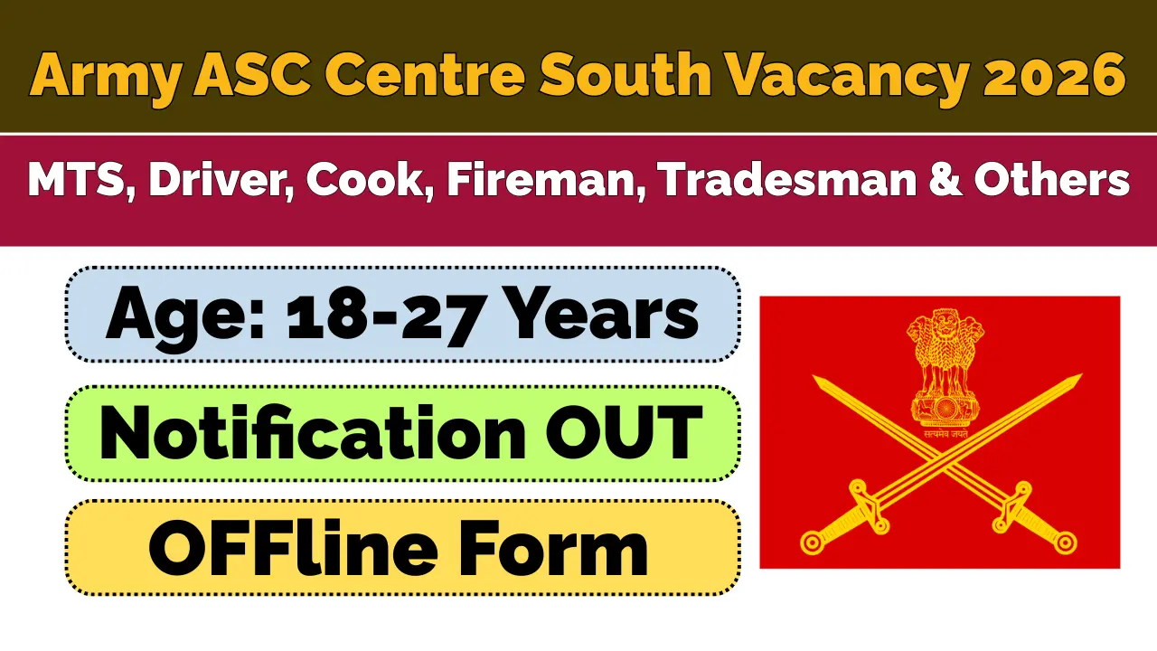 Army ASC Centre South Recruitment 2026