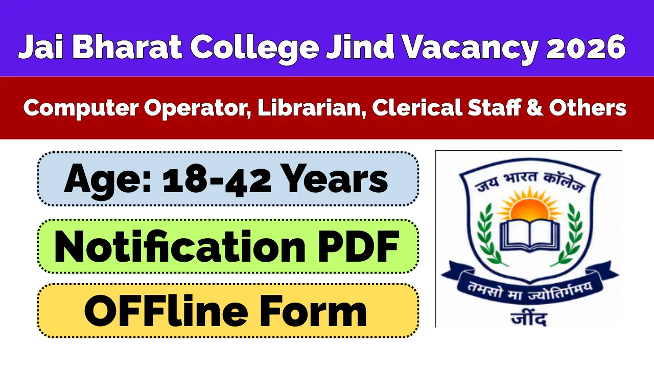 Jai Bharat College Jind Recruitment 2026