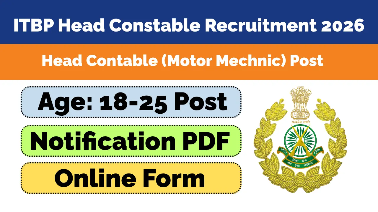 ITBP Head Constable Motor Mechanic Recruitment 2026