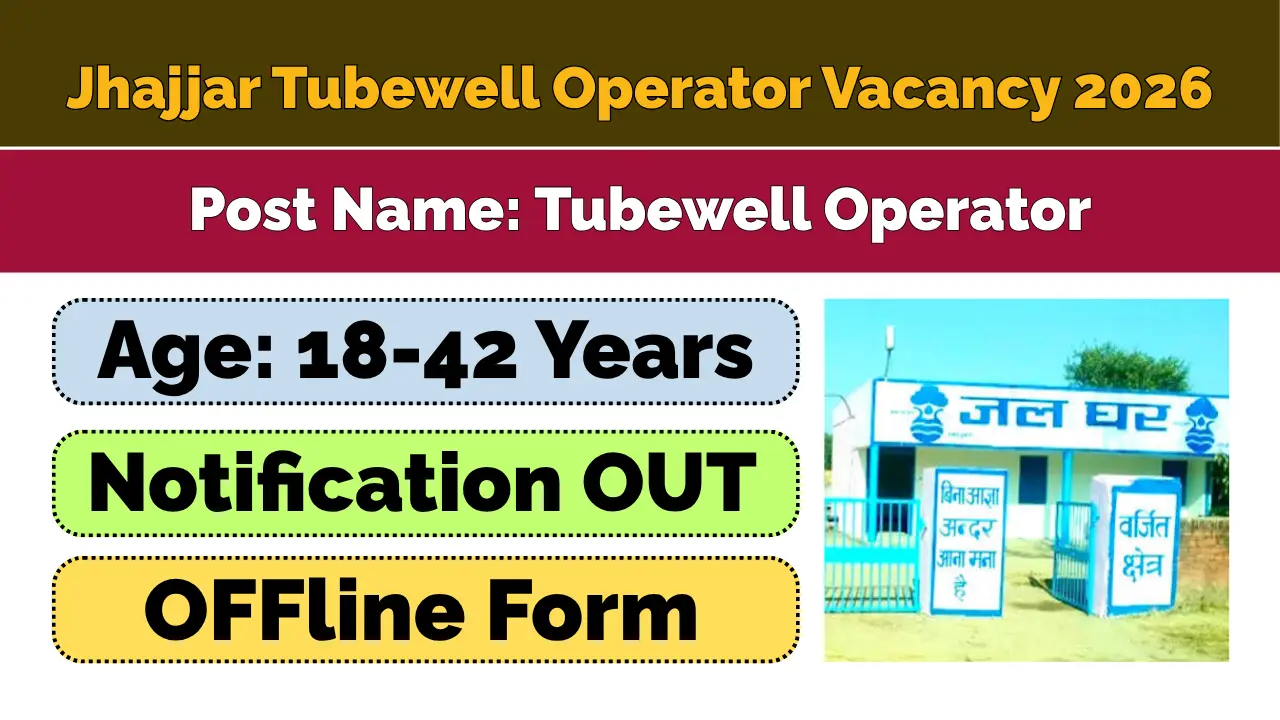 Jhajjar Tubewell Operator Recruitment 2026