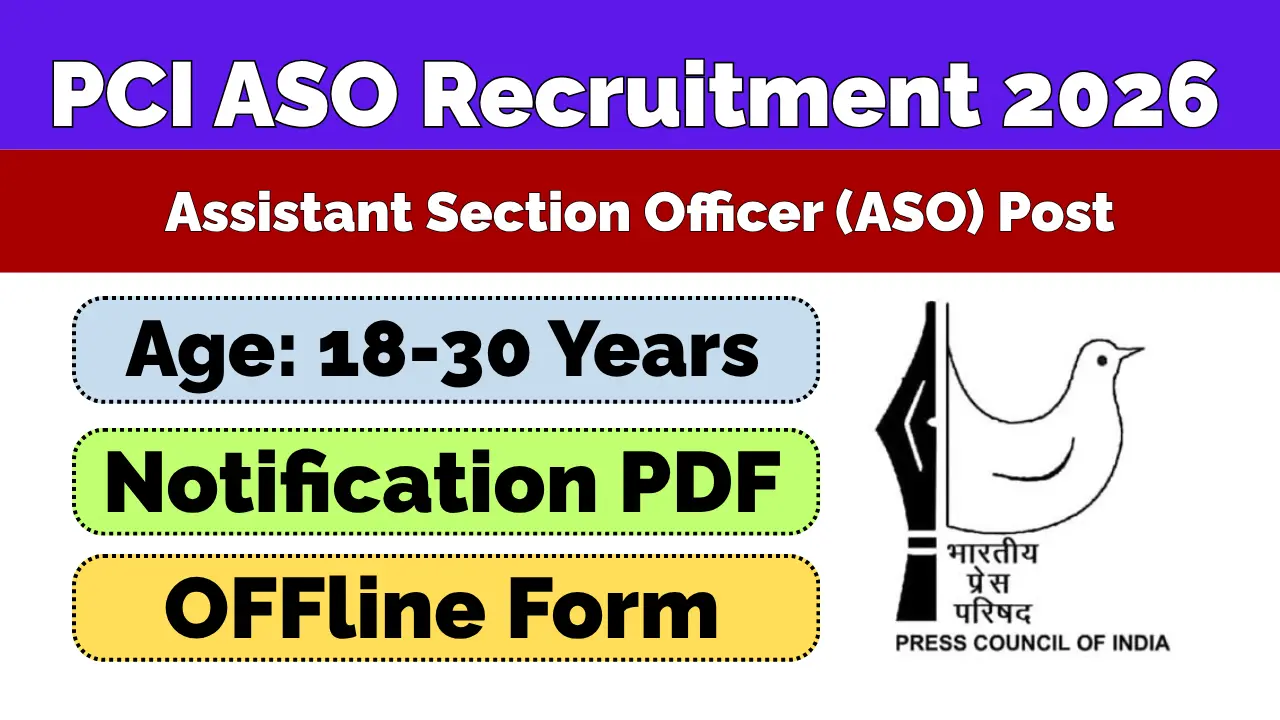 PCI Assistant Section Officer ASO Vacancy 2026