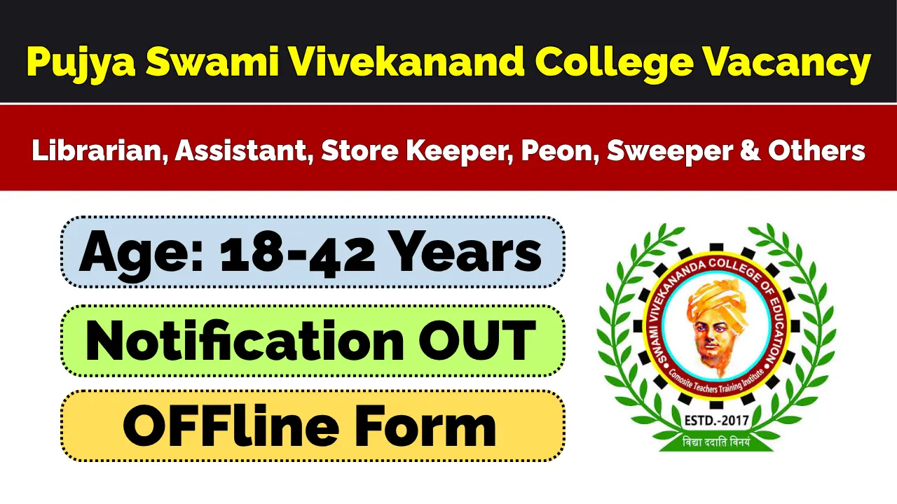 Pujya Swami Vivekanand College Vacancy 2026